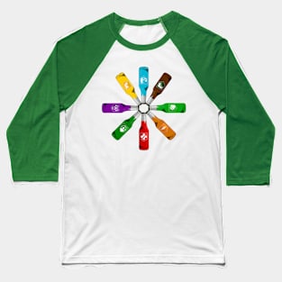 Zombie 8 Perk Pinwheel on Lime Green Baseball T-Shirt